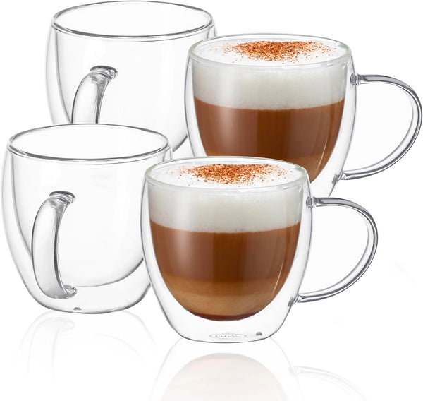 Taza De Vidrio Doble Pared 250ml Café Té Asa Transparente
