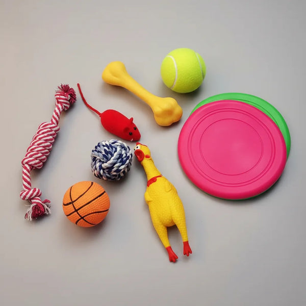 Kit 8 Juguetes Para Perros Gatos Pelotas Mordillo Frisbee
