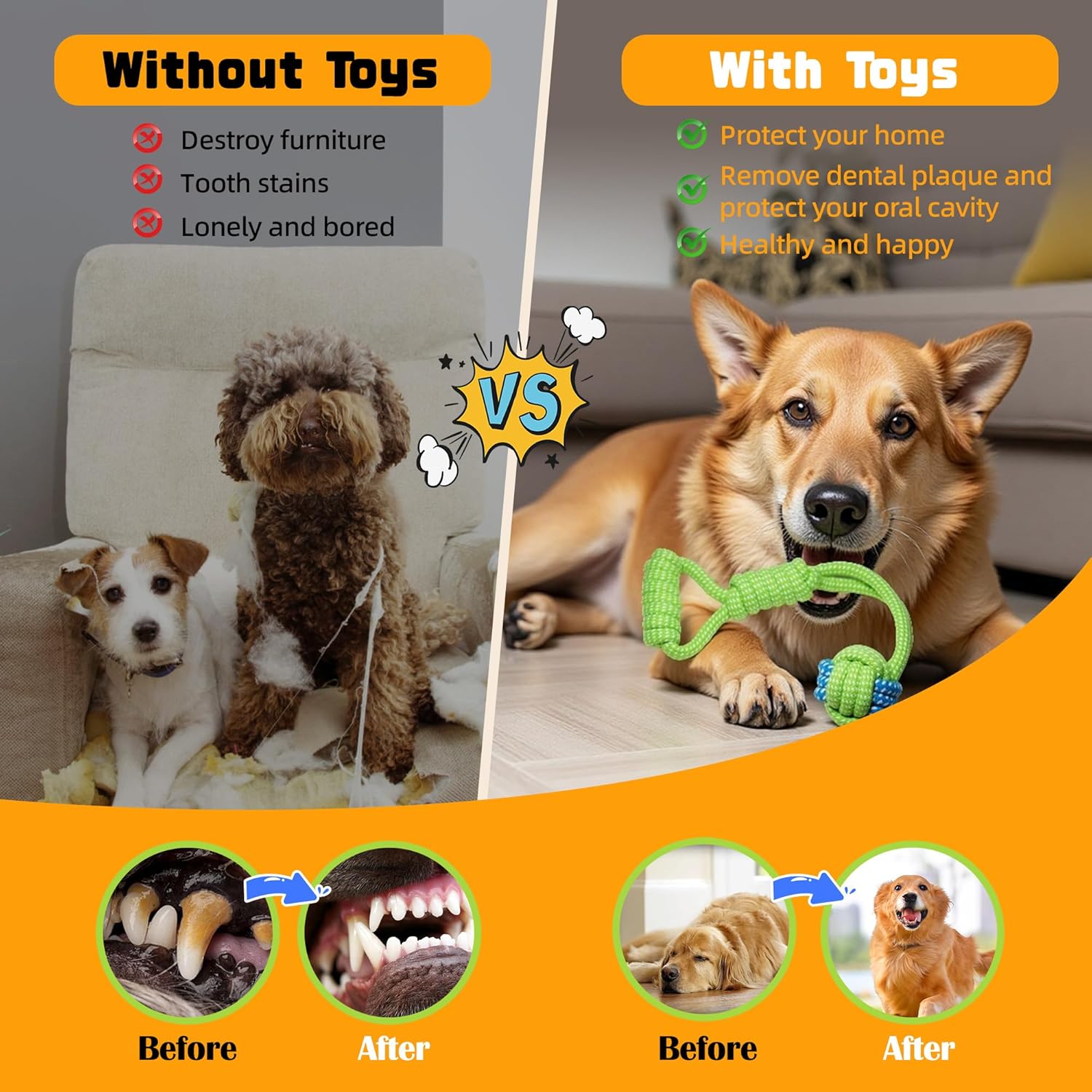 Juguetes Para Perro Pelota Cuerda Soga Mascota Set X 7