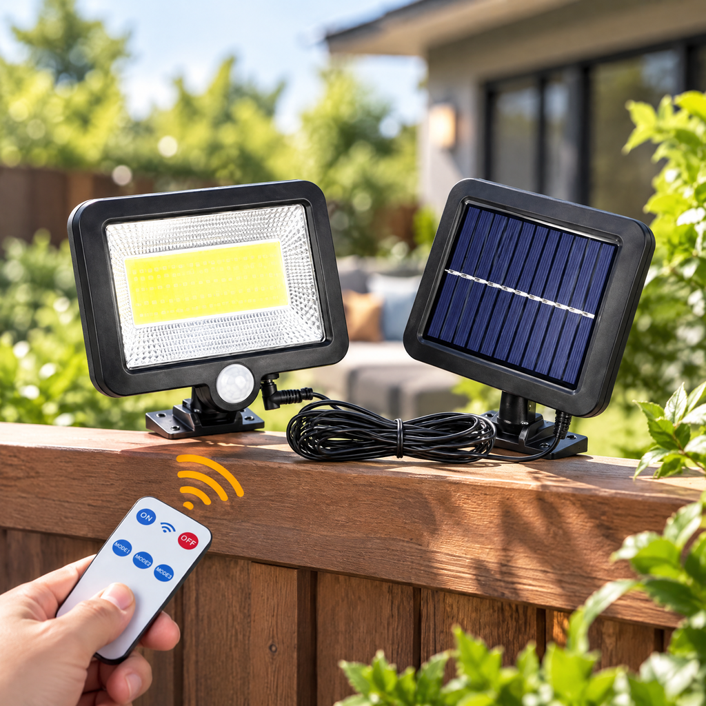 Foco Lámpara Solar Led Sensor Movimiento Exterior