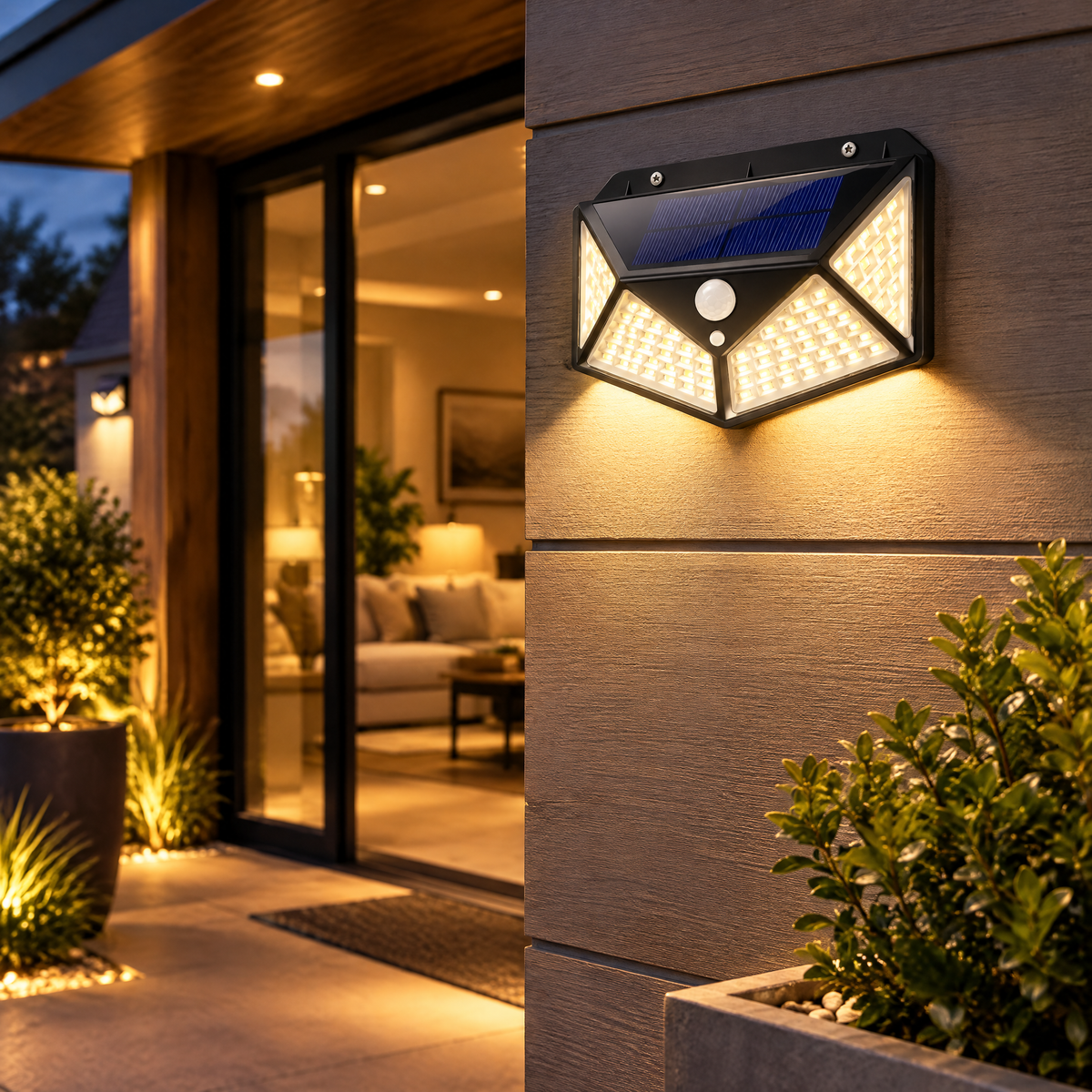 Set x4 Foco Lampara Solar Led Exterior Sensor