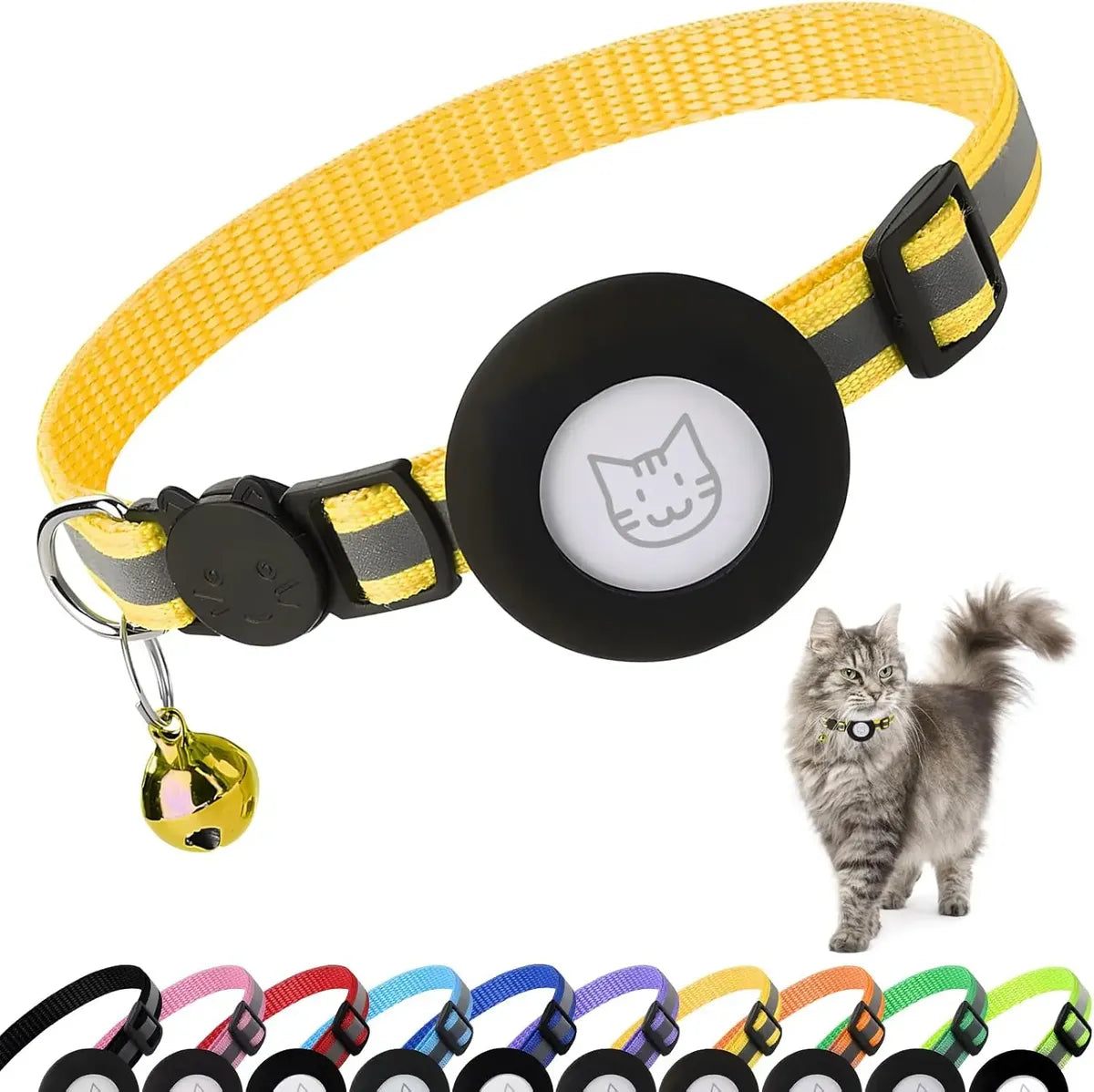 Collar Regulable Cascabel Para Gato Soporte Porta Airtag
