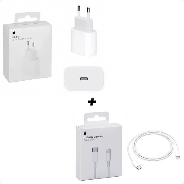 Ficha Cargador USB-C 20W + Cable Lightning USB-C 1MT