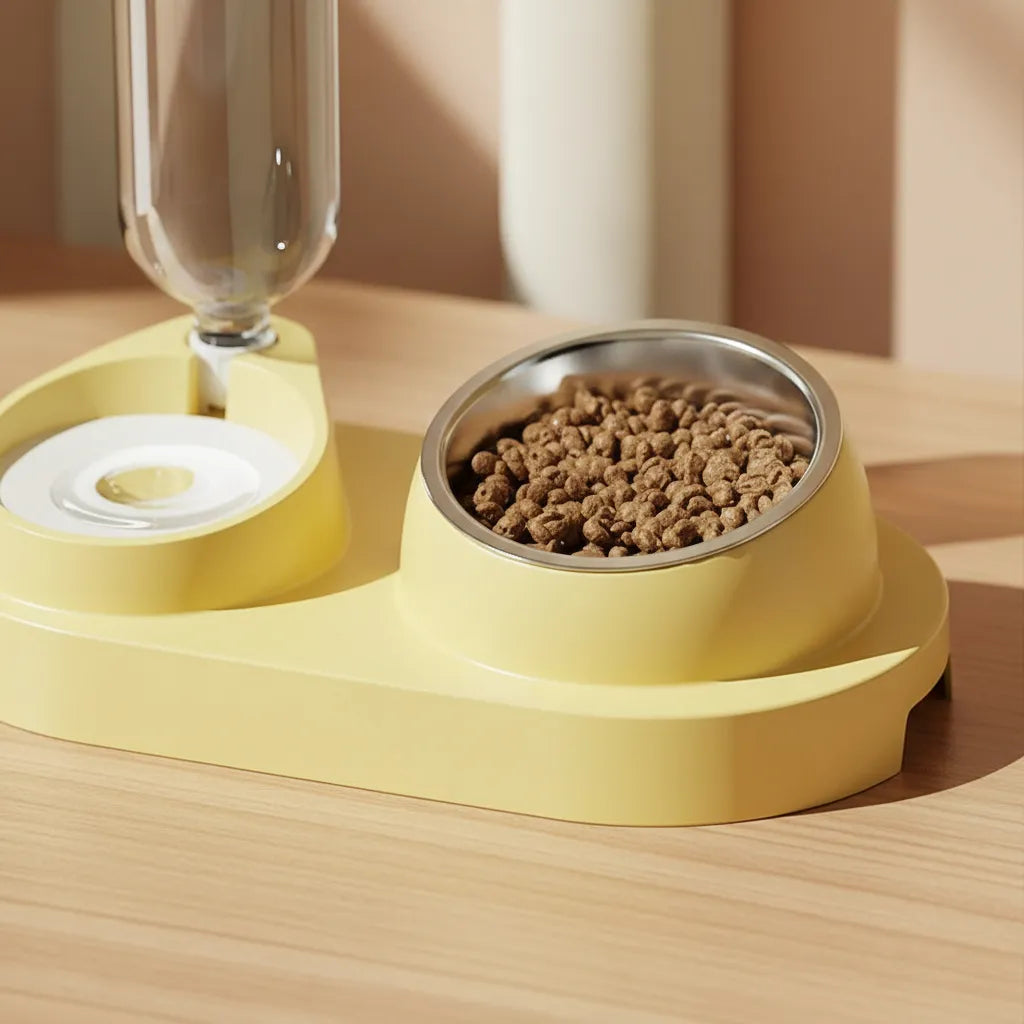 Plato Comedero Bebedero Mascota Dispensador Acero