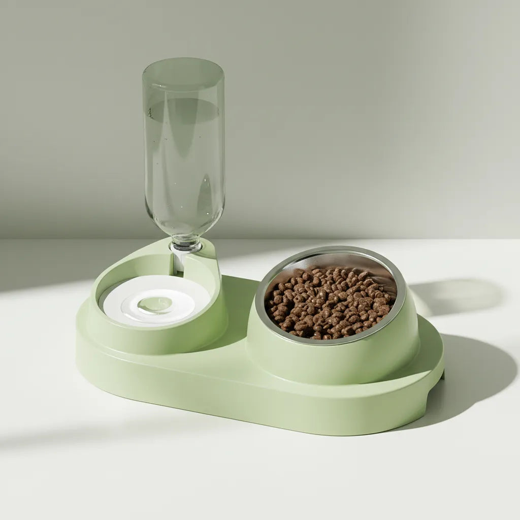 Plato Comedero Bebedero Mascota Dispensador Acero