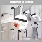 Set Juego Accesorios Baño 4 Piezas Adhesivo Negro Acero