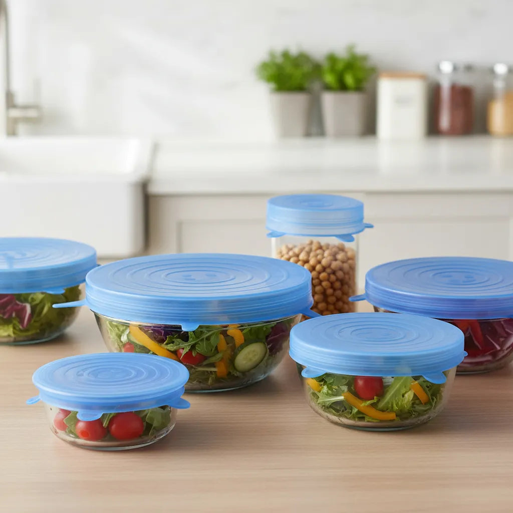 Set 6 Tapas Silicona Ajustables Para Alimentos Reutilizables