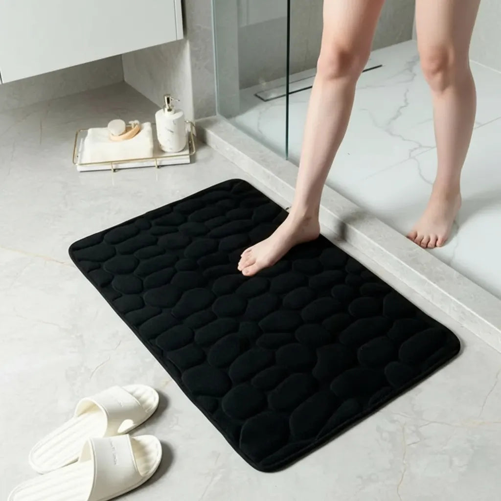 Alfombra De Baño Antideslizante Memory Diseño Rocas 80 X 50