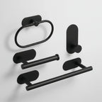Set Juego Accesorios Baño 4 Piezas Adhesivo Negro Acero
