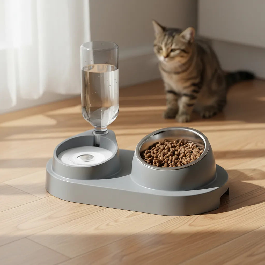 Plato Comedero Bebedero Mascota Dispensador Acero