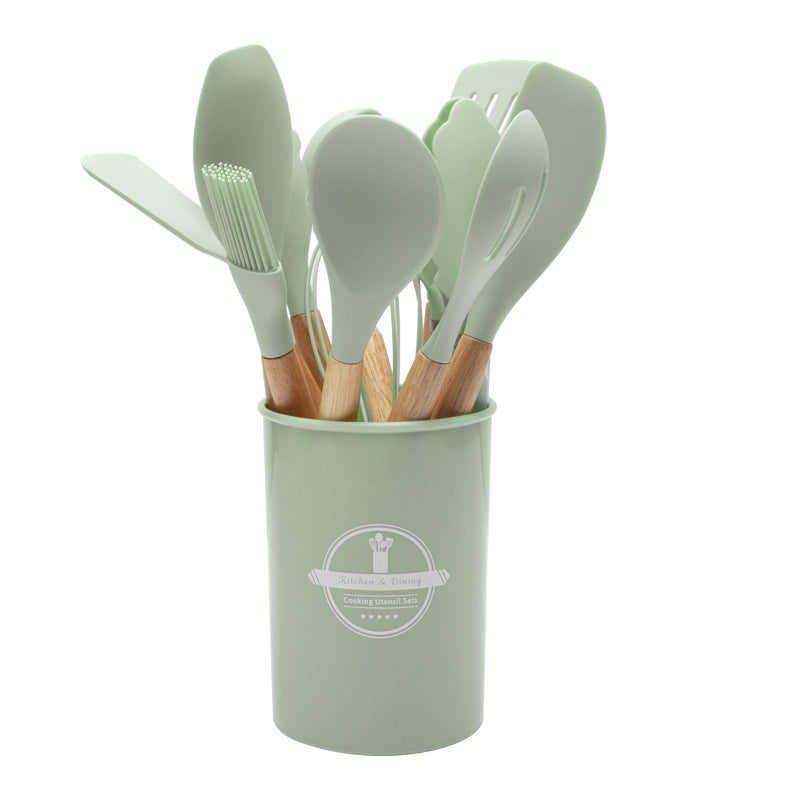 Set Espatulas Utensilios Menage X12 Madera Silicona Cocina