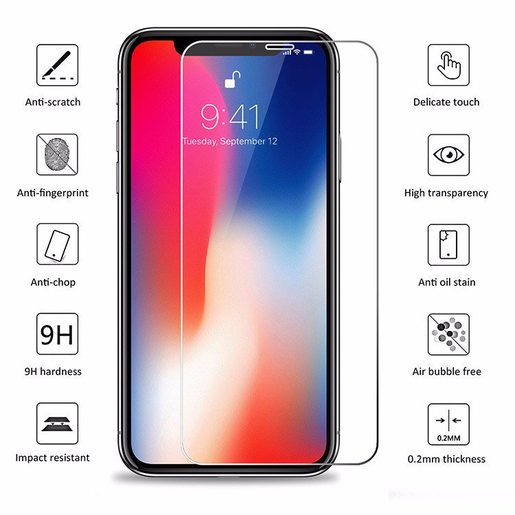 Vidrio Templado 9H iPhone 6s 7 8 Plus X Xr Xs Max