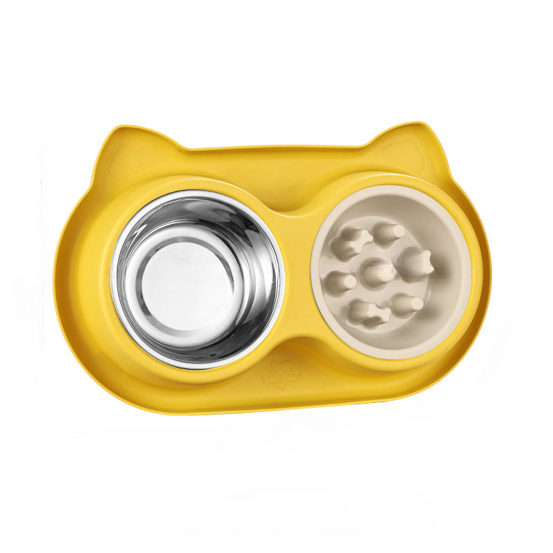 Plato Comedero Doble Mascota Come Lento Antiansiedad