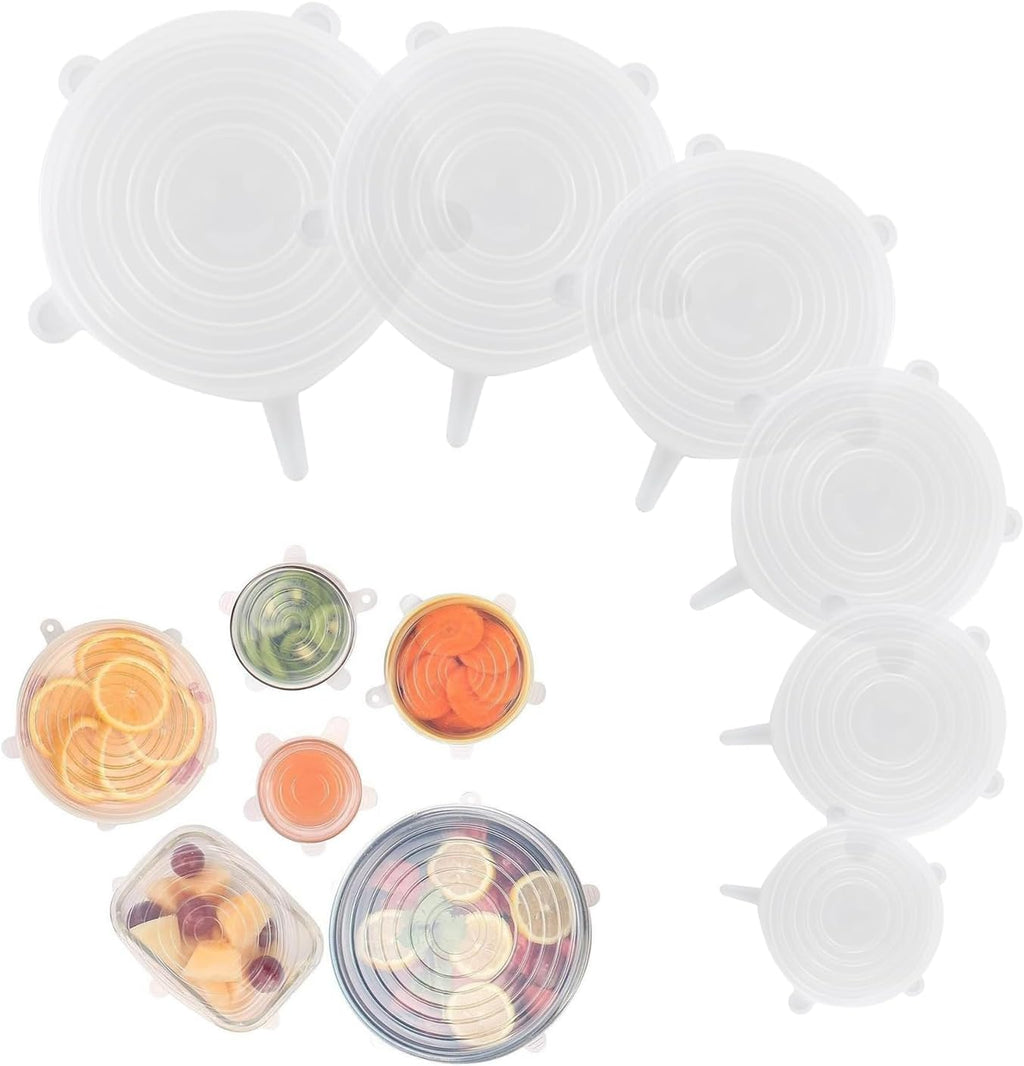 Set 6 Tapas Silicona Ajustables Para Alimentos Reutilizables