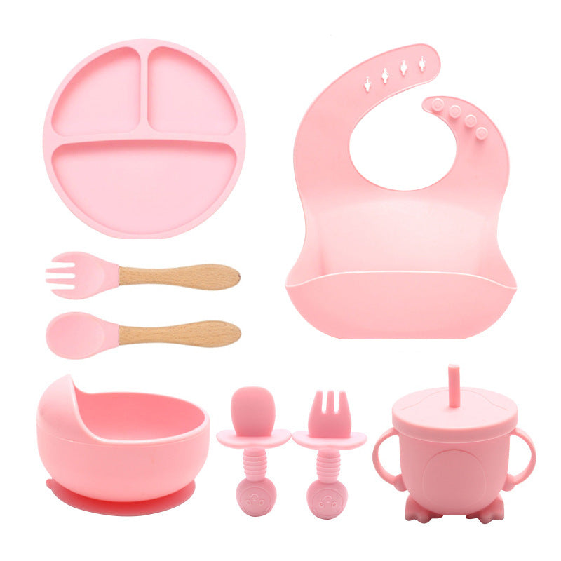 Set De Alimentación Bebé Silicona Vajilla Infantil Cubiertos