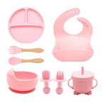 Set De Alimentación Bebé Silicona Vajilla Infantil Cubiertos