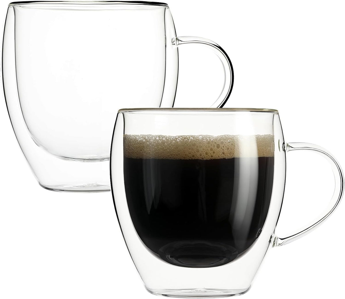 Taza De Vidrio Doble Pared 250ml Café Té Asa Transparente