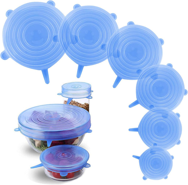Set 6 Tapas Silicona Ajustables Para Alimentos Reutilizables