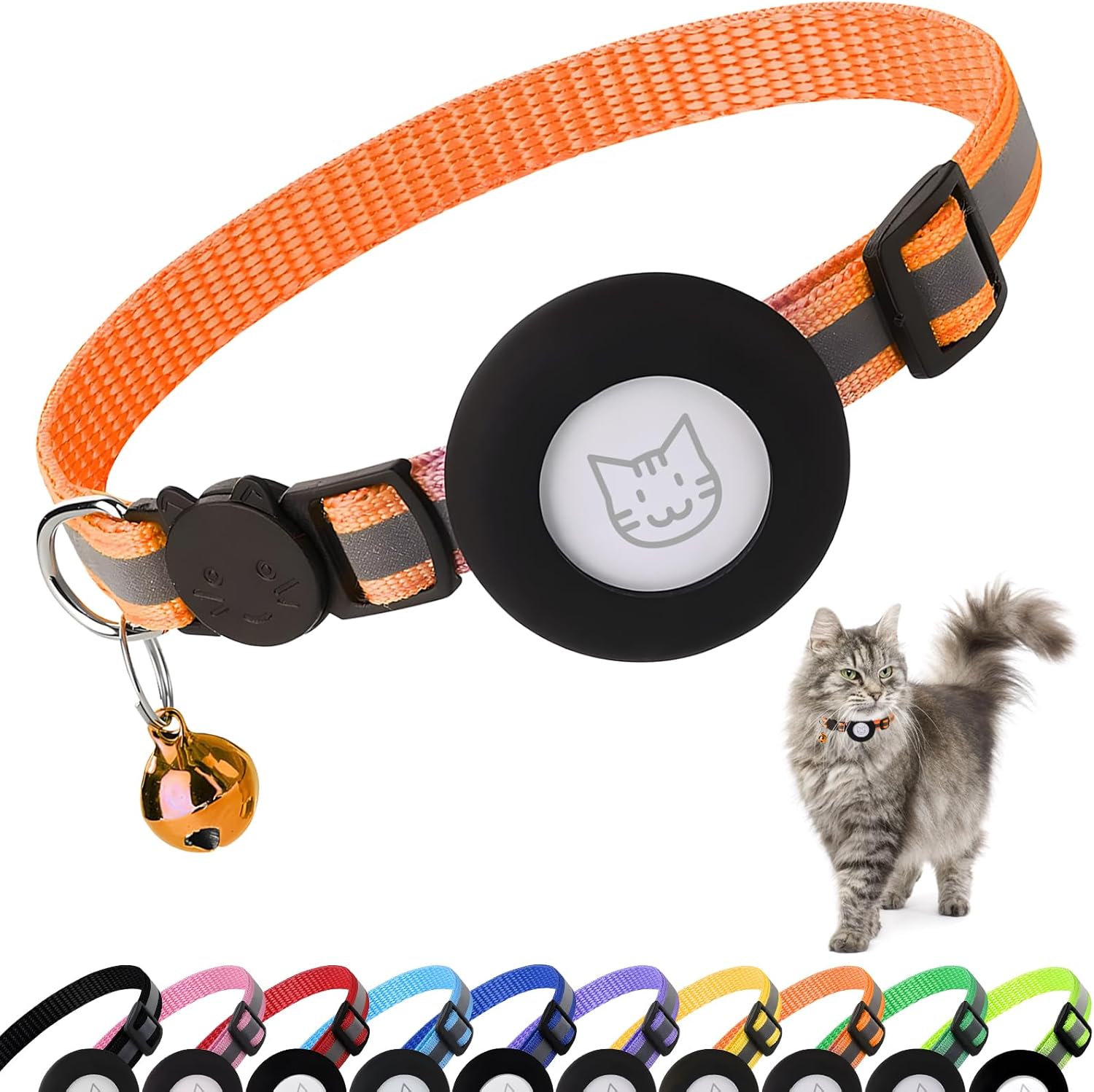 Collar Regulable Cascabel Para Gato Soporte Porta Airtag