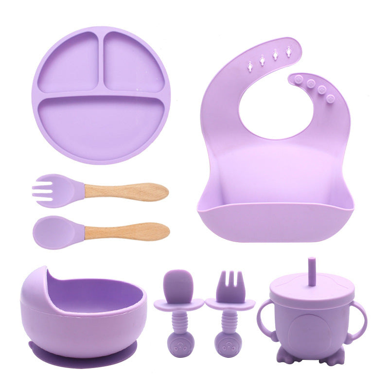 Set De Alimentación Bebé Silicona Vajilla Infantil Cubiertos