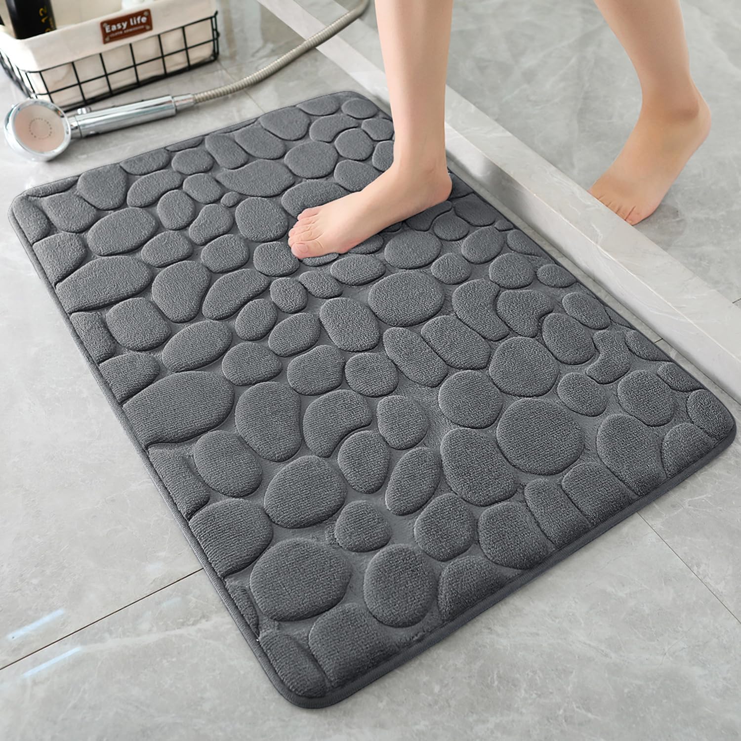 Alfombra De Baño Antideslizante Memory Diseño Rocas 80 X 50