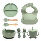 Set De Alimentación Bebé Silicona Vajilla Infantil Cubiertos