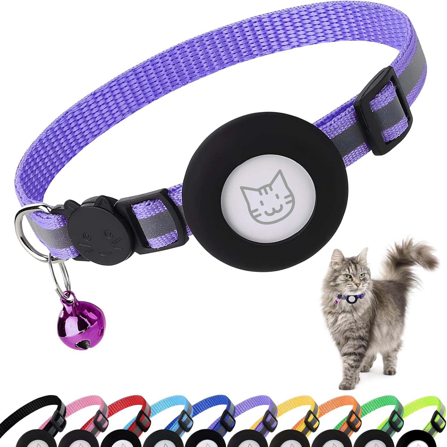 Collar Regulable Cascabel Para Gato Soporte Porta Airtag
