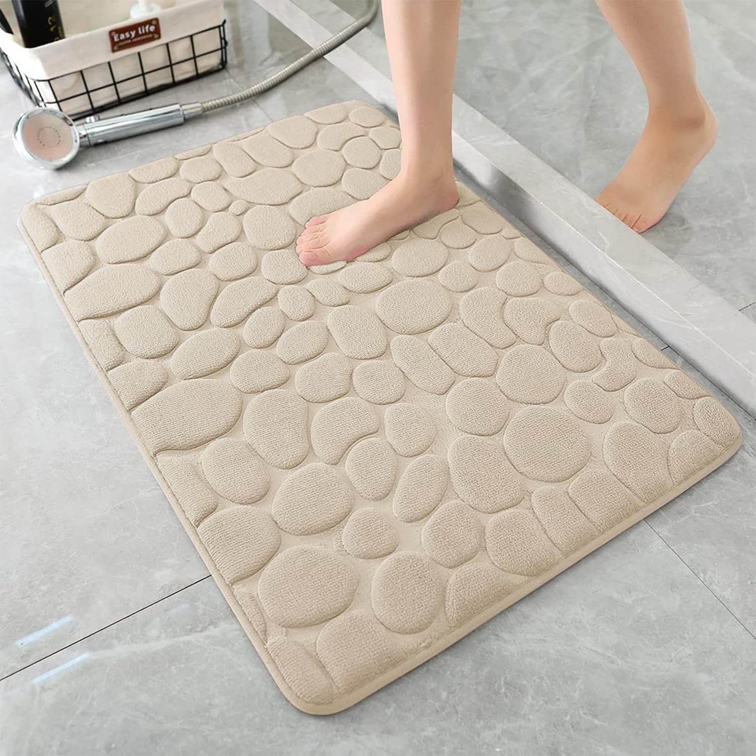 Alfombra De Baño Antideslizante Memory Diseño Rocas 80 X 50