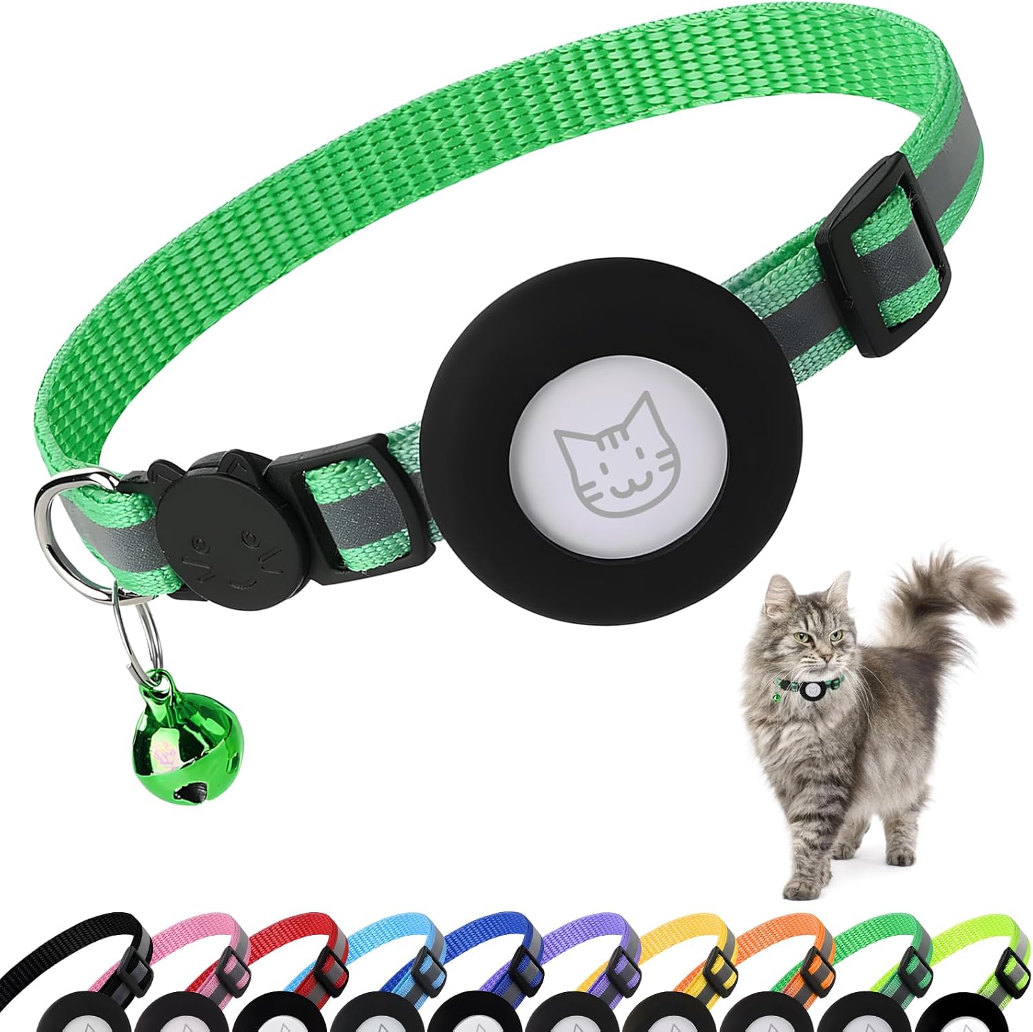 Collar Regulable Cascabel Para Gato Soporte Porta Airtag