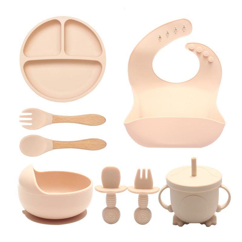 Set De Alimentación Bebé Silicona Vajilla Infantil Cubiertos