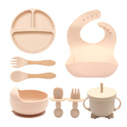 Set De Alimentación Bebé Silicona Vajilla Infantil Cubiertos