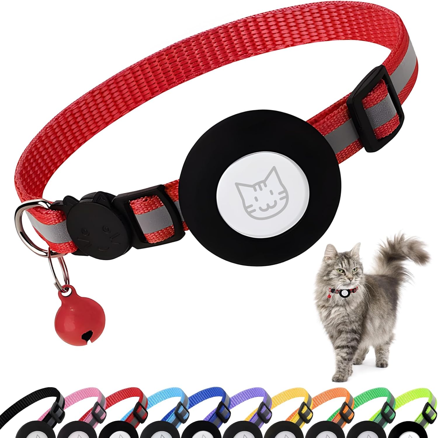 Collar Regulable Cascabel Para Gato Soporte Porta Airtag