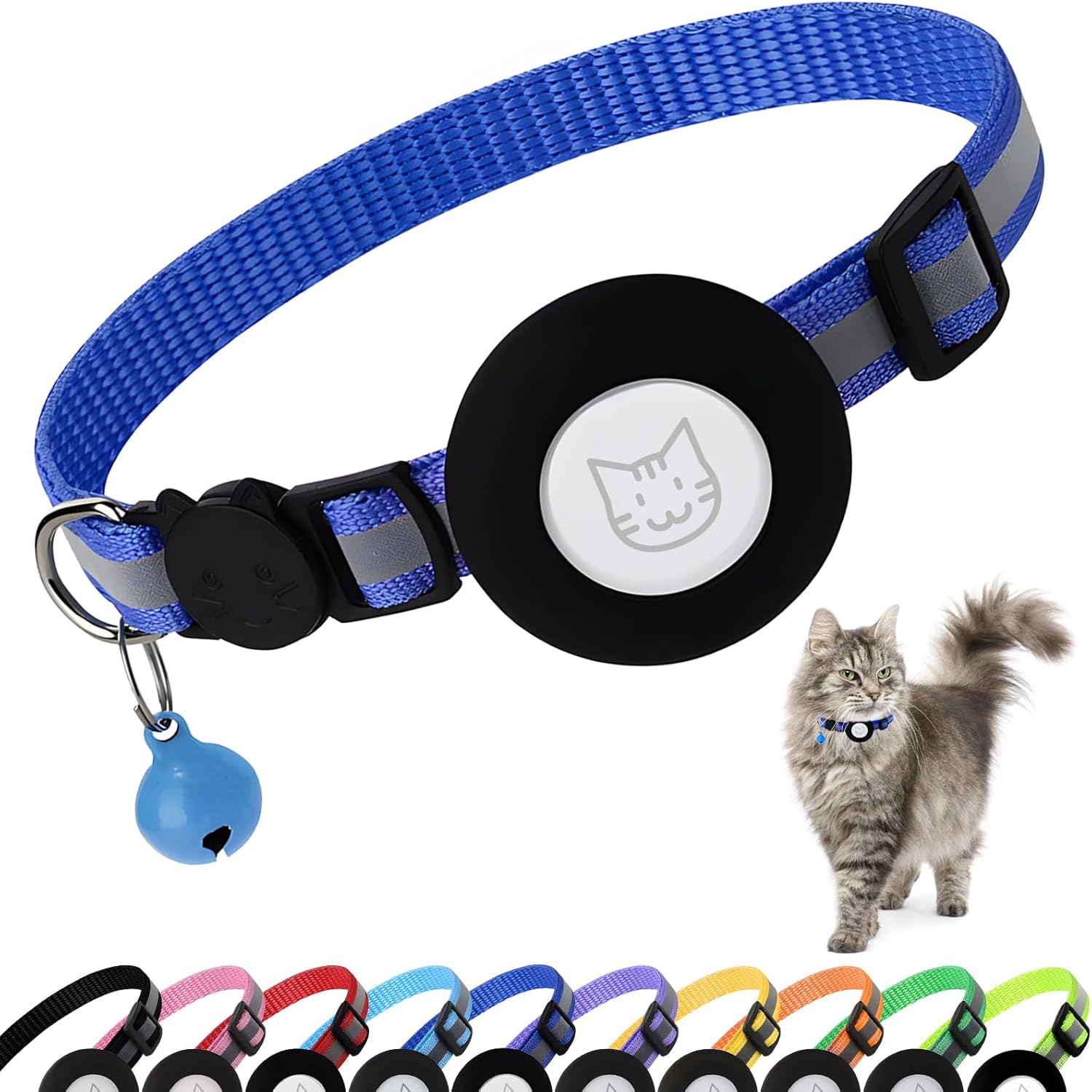 Collar Regulable Cascabel Para Gato Soporte Porta Airtag