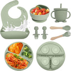 Set De Alimentación Bebé Silicona Vajilla Infantil Cubiertos