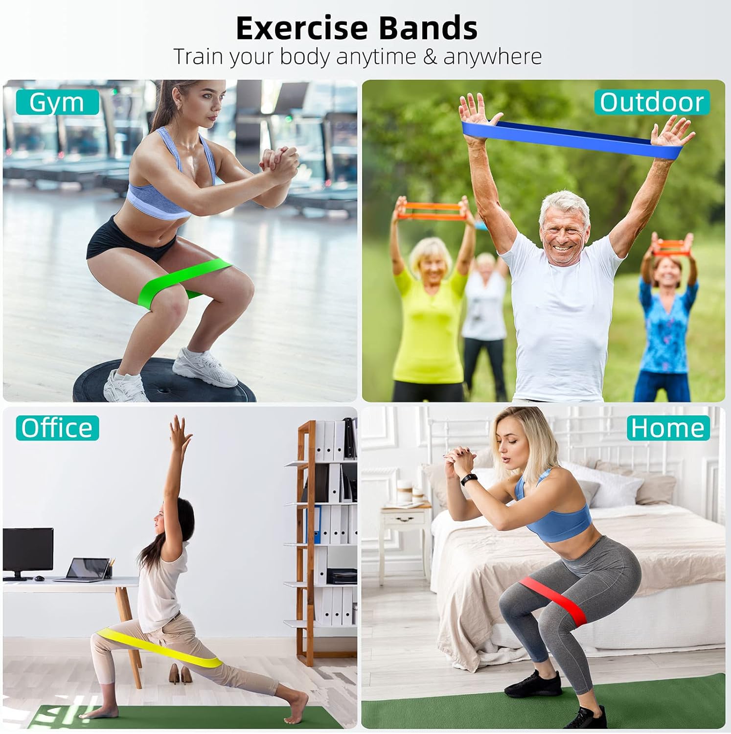 Set 5 Bandas Elásticas Resistencia Ejercicio Fitness Entrenamiento