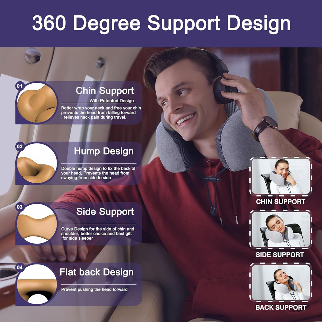 Almohada De Viaje Cuello Apoya Cabeza Cervical Viscoelastica