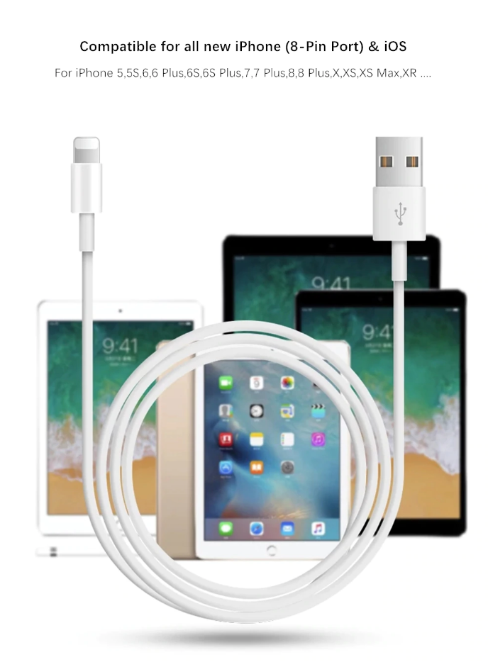 Cable Lightning Usb Cargador Compatible iPhone 1 Metro