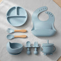 Set De Alimentación Bebé Silicona Vajilla Infantil Cubiertos