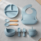 Set De Alimentación Bebé Silicona Vajilla Infantil Cubiertos