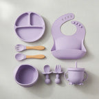 Set De Alimentación Bebé Silicona Vajilla Infantil Cubiertos