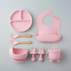 Set De Alimentación Bebé Silicona Vajilla Infantil Cubiertos