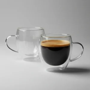 Taza De Vidrio Doble Pared 250ml Café Té Asa Transparente