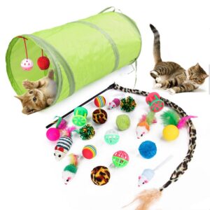 Set 21 Juguetes Para Gatos Y Gatitos Túnel Rascador Varita