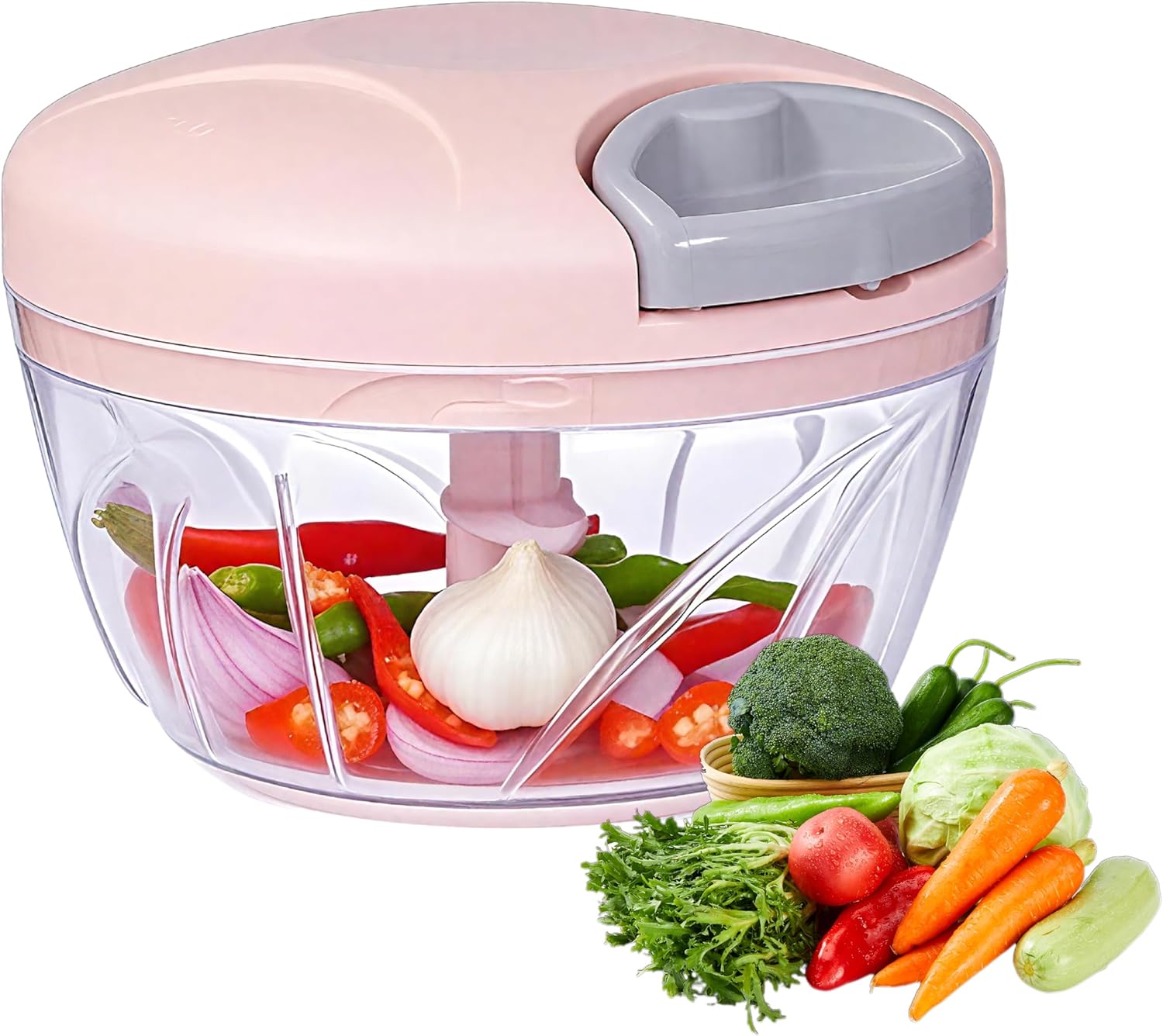 Picadora Verduras Manual Cortador Vegetales Triturador 500ml